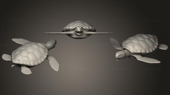 Статуэтки животных (Зеленая Морская Черепаха, STKJ_1038) 3D модель для ЧПУ станка